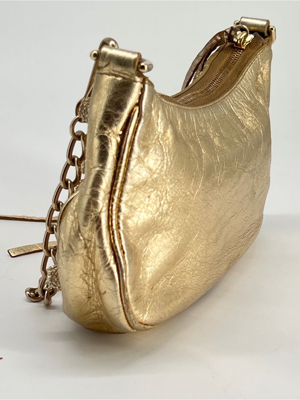 Balenciaga Le Cagole Mini Shoulder Bag Gold Leather With Crystal Studs - Picture 4 of 12
